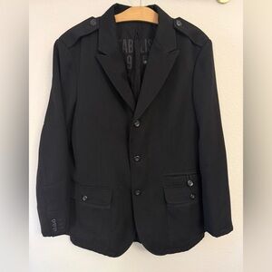 Gap Black Military Style Wool Blazer Jacket Established 1969 Mens Large Epaulets